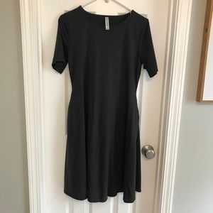 Charcoal Gray Short Sleeved Swing Dress